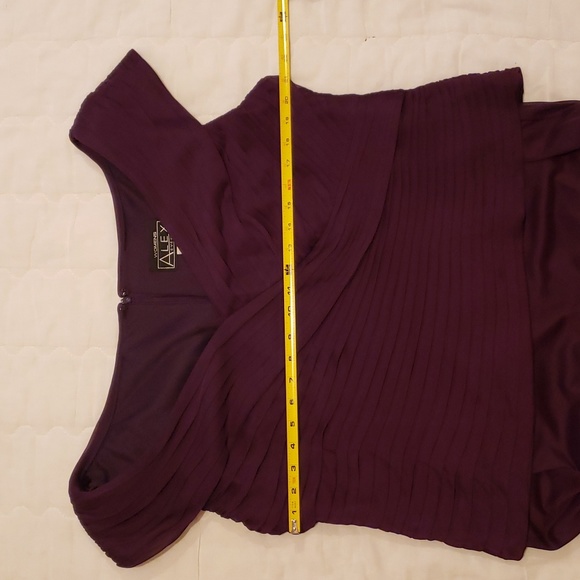 Alex Evenings Long Off Shoulder Ruched Bodice Fishtail Evening Gown Eggplant 18W - Picture 6 of 6